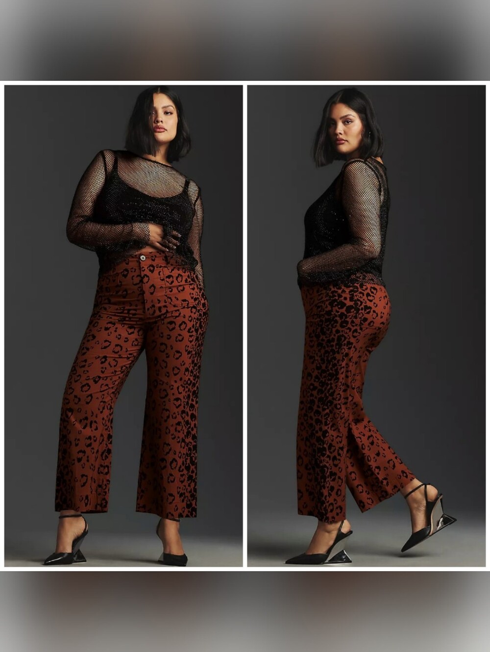 Maeve x Anthropologie The Colette Cropped Wide-Leg Animal Print Pants Plus Size